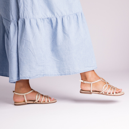 Skórzane płaskie sandałki - GIOSEPPO 71746 ZŁOTE