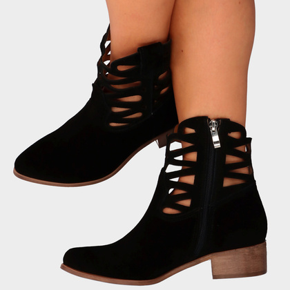 Krótkie botki z wycięciami - TYMOTEO L1045 CZARNE