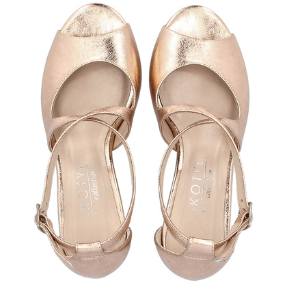 Taneczne sandałki ślub - KOTYL 4325 RÓŻOWO ZŁOTE