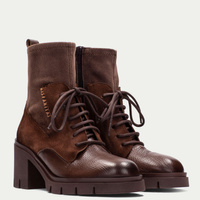 Sznurowane botki na obcasie  - HISPANITAS HI254281 CZEKOLADOWE