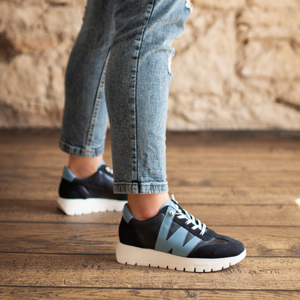 Hiszpańskie sneakersy premium - WONDERS A-2476 GRANATOWE