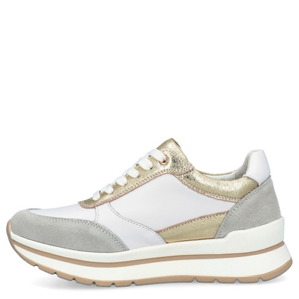 Skórzane sneakersy damskie - FILIPPO DP6858/25 BIAŁO-ZŁOTE