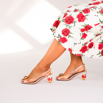 Silikonowe sandały na modnym obcasie - SCAVIOLA S-354 BEŻOWE