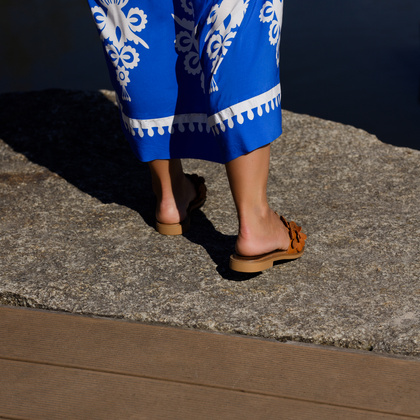 Klasyczne klapki ze skóry - LEMAR 40381 BRĄZOWE