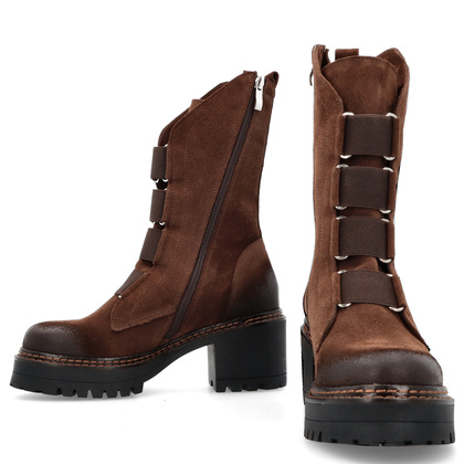 Wysokie workery ze skóry - TYMOTEO 2163/2 BRĄZOWE