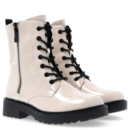 Lakierowane botki ze skóry - CAPRICE 9-25217-43 BIAŁE