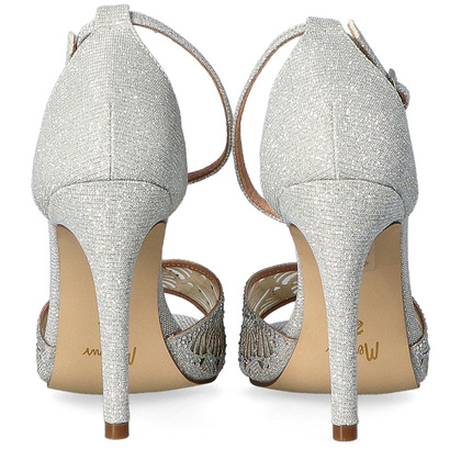 Błyszczące sandały na szpilce - MENBUR 23166 SREBRNE
