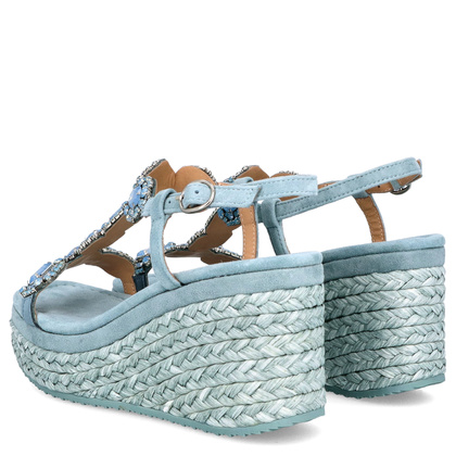 Hiszpańskie sandały na koturnie - ALMA EN PENA V251350 NIEBIESKIE
