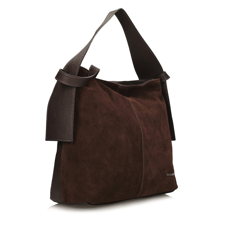 Zamszowa torebka damska - TOSCANIO G39 CIEMNY BRĄZ