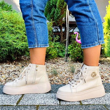 Wysokie sneakersy damskie - FILIPPO DBT6338/24 BEŻOWE