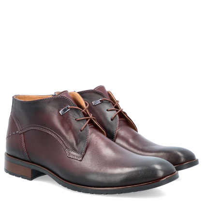 Eleganckie buty męskie zimowe - LEADER 084A-704 BORDOWE