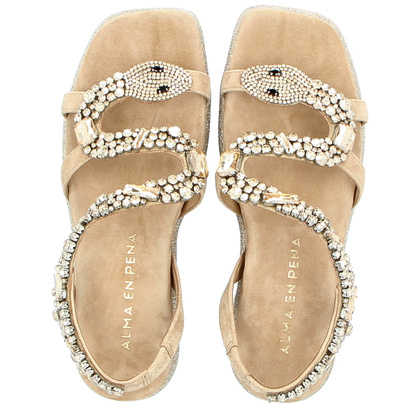 Eleganckie hiszpańskie sandały - ALMA EN PENA V240840 BEŻOWE