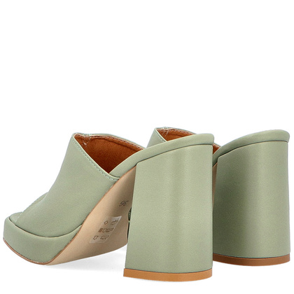 Designerskie klapki na słupku - TYMOTEO U1006 OLIWKOWE