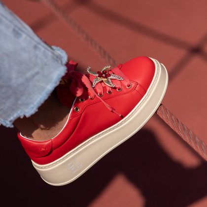Sneakersy skórzane premium - GIO+ PIA300B CZERWONE