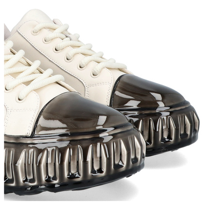 Skórzane sneakersy męskie - JOHN DOUBARE CC2881 BIAŁE