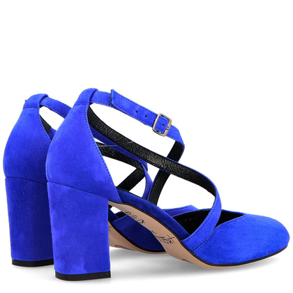 Taneczne czółenka ze skóry - KOTYL 7075 CHABROWE NIEBIESKIE