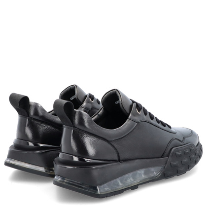 Sznurowane sneakersy męskie ze skóry - JOHN DOUBARE QA558U-W15-P742 CZARNE