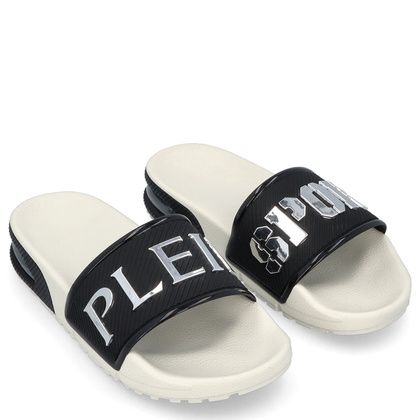 Klapki premium - PLEIN SPORT PACS USG0028 BIAŁO-CZARNE