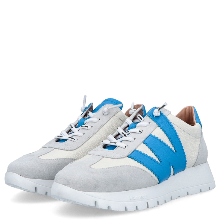 Hiszpańskie sneakersy premium - WONDERS A-2476 SZARO-NIEBIESKIE
