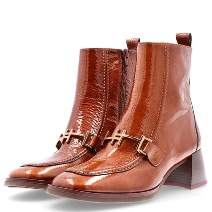 Lakierowane botki na słupku - HISPANITAS HI243727 BRĄZOWE