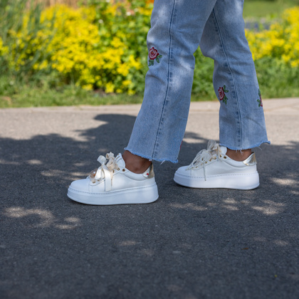 Sneakersy skórzane premium - GIO+ PIA356A BIAŁE