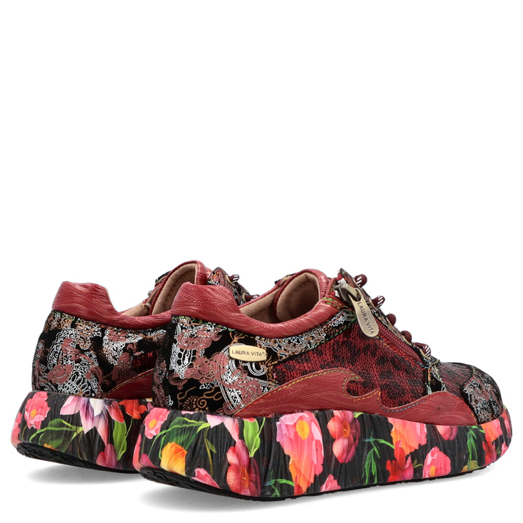 Zdobne sneakersy damskie - LAURA VITA NIKITO 09 BORDOWE