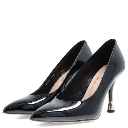 Eleganckie szpilki ze skóry lakierowanej - KOTYL 8517 CZARNE