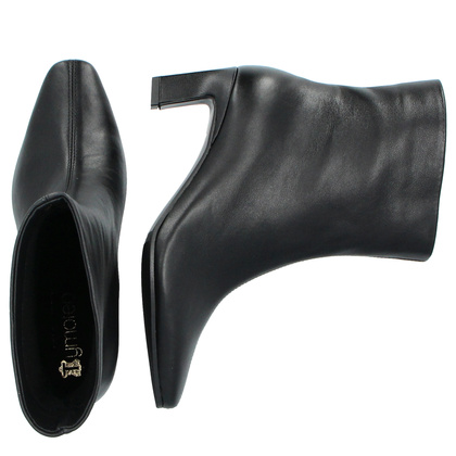 Skórzane botki na obcasie - TYMOTEO G1076 CZARNE LICO