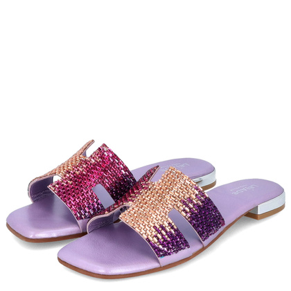 Eleganckie klapki ze skóry - LEJADE 3430 FIOLETOWE