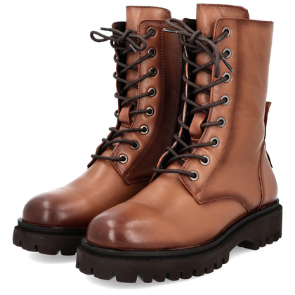 Sznurowane workery skórzane - JARGE OLIVIERA 48 BRĄZOWE