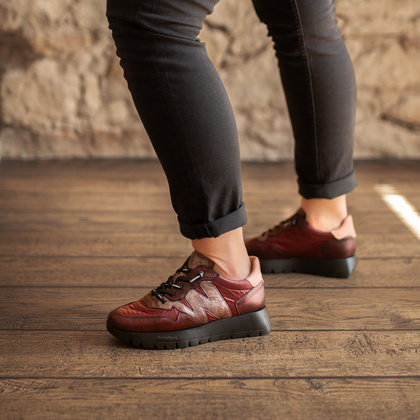 Hiszpańskie sneakersy premium - WONDERS A-2491 BORDOWE