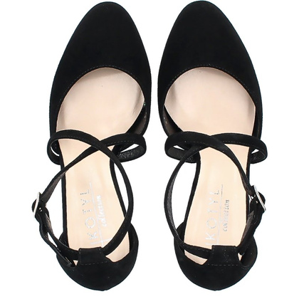 Czółenka zamszowe z paskami - KOTYL 7075 CZARNE