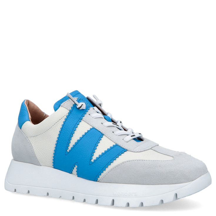 Hiszpańskie sneakersy premium - WONDERS A-2476 SZARO-NIEBIESKIE