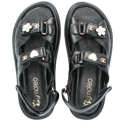 Sandały na rzep z ozdobami - TYMOTEO G1059 CZARNE