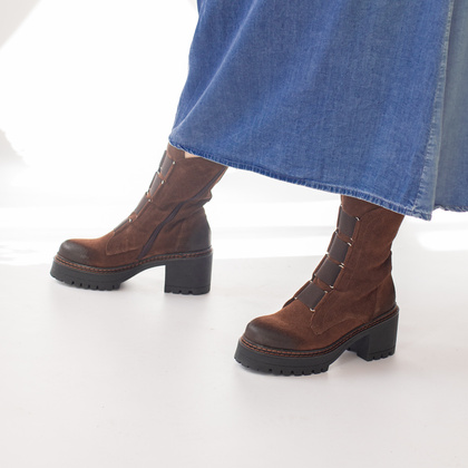 Wysokie workery ze skóry - TYMOTEO 2163/2 BRĄZOWE