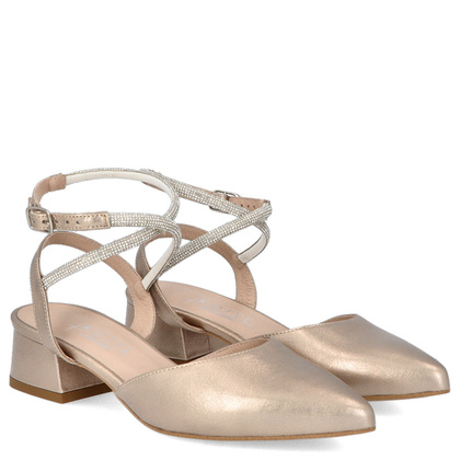 Czółenka z ozdobnymi paseczkami - KOTYL 9939 ZŁOTE