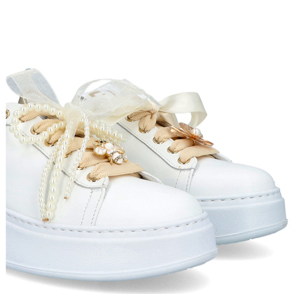 Sneakersy skórzane premium - GIO+ PIA356A BIAŁE