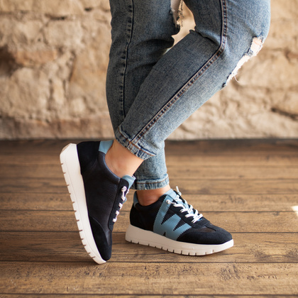 Hiszpańskie sneakersy premium - WONDERS A-2476 GRANATOWE