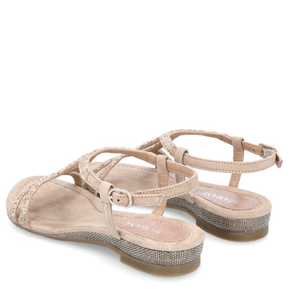 Zamszowe sandały damskie - LAZAMANI LA85570 BEŻOWE