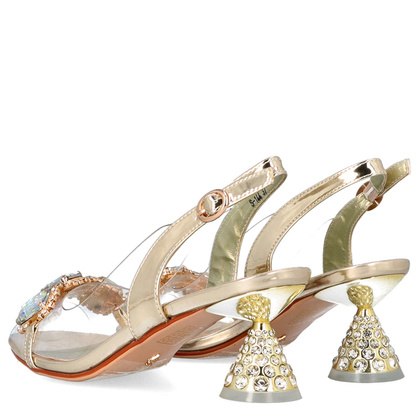 Sandały na ozdobnym obcasie - SCAVIOLA S-144 ZŁOTE