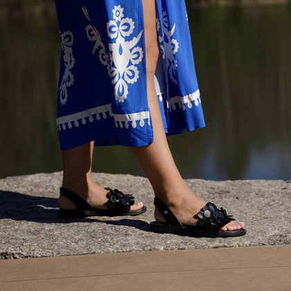 Damskie sandały ze skóry - LEMAR 40425 CZARNE