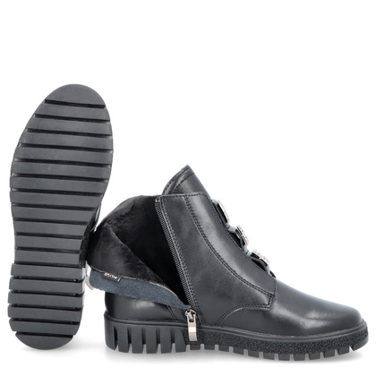 Skórzane botki z ozdobami - FILIPPO DBT6360/24 CZARNE