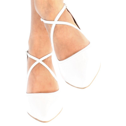 Pełne czółenka z paskami - TYMOTEO BARG PERŁOWO BIAŁE