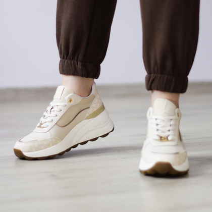 Wygodne sneakersy damskie - GEOX D.SPHERICA D45WAA BEŻOWE