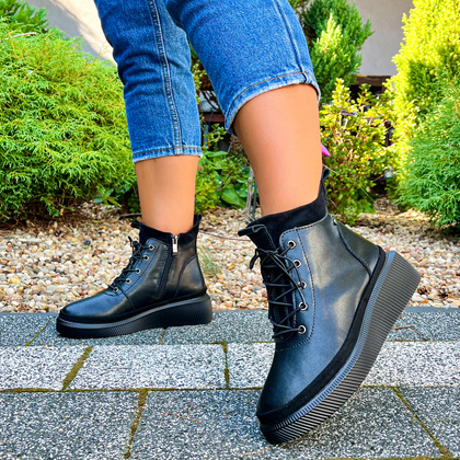 Skórzane sneakersy damskie - FILIPPO DBT4799/24 CZARNE