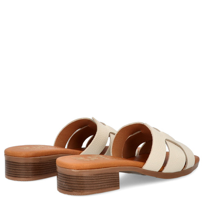 Wygodne klapki ze skóry - OH! MY SANDALS 5600 KREMOWE
