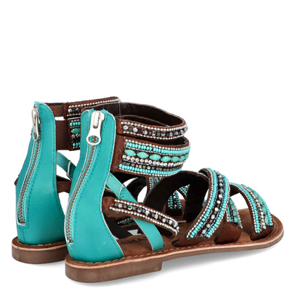 Sandały damskie gladiatorki - LAZAMANI LA75393 TURKUSOWE