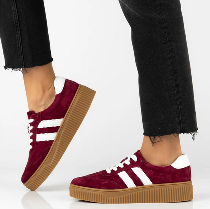 Sneakersy ze skóry naturalnej - FILIPPO DP6776/25 BORDOWE