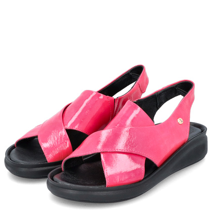 Wygodne skórzane sandały - LEMAR 40392 FUKSJA