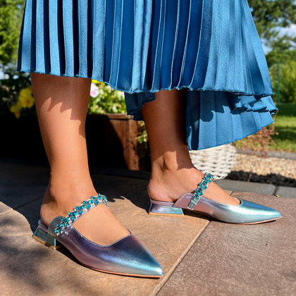 Klapki z zakrytymi palcami - ALMA EN PENA V240366 NIEBIESKIE